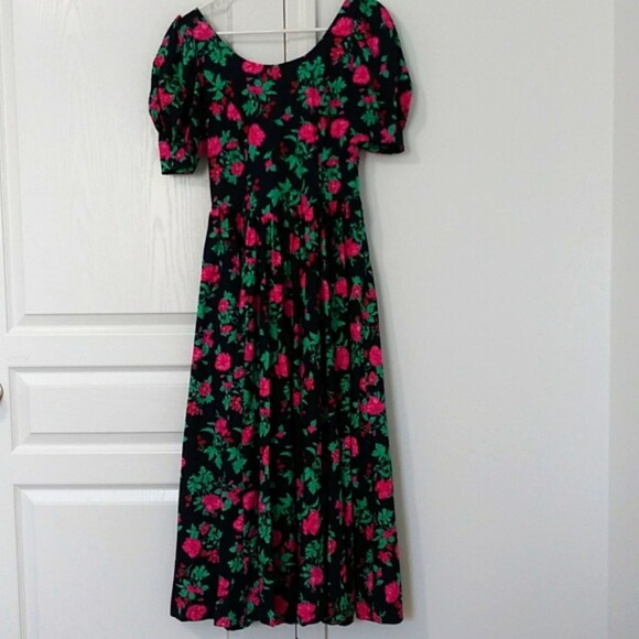 Laura Ashley Dresses & Skirts - Laura Ashley Vintage Floral Fit & Flare Maxi Dress, Navy/Pink/Green, Size 8